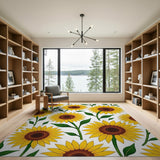 Sunflower Field Area Rug - Vibrant Yellow Floral