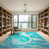 Whimsical Teal Mermaid Kids Area Rug