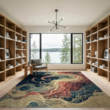 Swirling Octopus Tentacles Blue Teal Area Rug