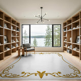 Gold and Silver Ornate Gold Floral Baroque Area Rug