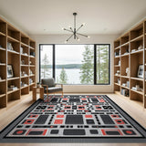 Striking Red Geometric Modern Area Rug