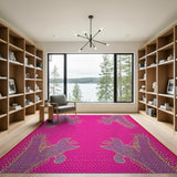 Vibrant Pink Tribal Claw Pattern Area Rug
