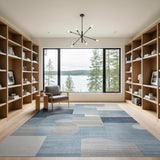 Modern Blue Geometric Abstract Geometric Modern Area Rug