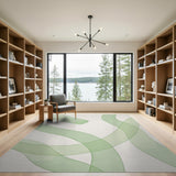 Sweeping Green Waves Abstract Area Rug