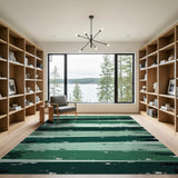 Brushed Green Horizontal Stripe Area Rug