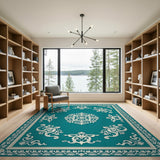 Traditional Persian Ornate Teal Persian Medallion Area Rug