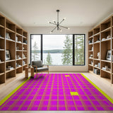 Multi-color and Patterns Vibrant Pink Yellow Plaid Area Rug