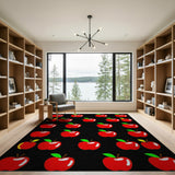Vibrant Red Apple Fruit Pattern Area Rug