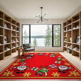 Festive Christmas Santa Elves Reindeer Kids Cartoon Rug
