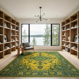 Yellow Teal Traditional Persian Area Rug