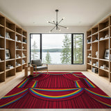 Rainbow Red Curtain Area Rug