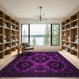 Ornate Purple Persian Floral Medallion Rug