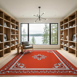 Red Traditional Persian Floral Mandala Rug