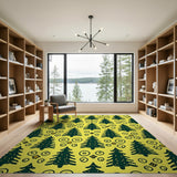 Whimsical Christmas Tree Yellow Area Rug