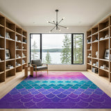 Mermaid Scales Ombre Area Rug - Pink to Teal Gradient