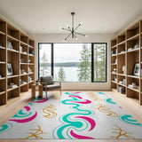 Vibrant Abstract Wavy Multi-Color Area Rug