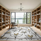 Golden Leaf Outline Area Rug