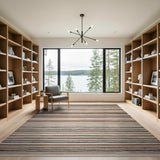 Beige Grey Horizontal Striped Woven Area Rug