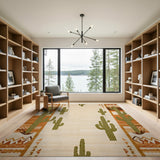 Multi-color and Patterns Southwestern Cactus Desert Area Rug