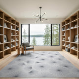 Minimalist Grey Daisy Line Art Area Rug