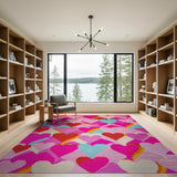 Multi-color and Patterns Whimsical Rainbow Hearts Area Rug
