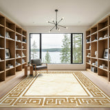 Beige Marble Greek Key Area Rug