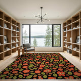 Whimsical Cartoon Owls Butterflies Flowers Rug