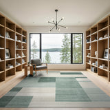 Geometric Modern Blue and Teal Teal Geometric Block Area Rug