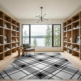 Black and White Lattice Black White Geometric Lattice Area Rug