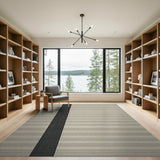 Beige Woven Area Rug with Bold Black Stripe