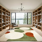 Green Abstract Circle Area Rug