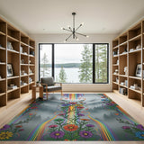 Rainbow Floral Washable Area Rug