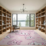 Kawaii Pink Bunny Float Area Rug