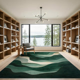 Emerald Waves Abstract Area Rug