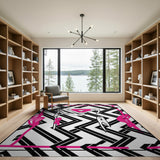 Pink Accent Zigzag Geometric Area Rug