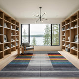 Vibrant Rainbow Striped Geometric Area Rug