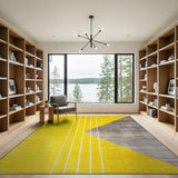 Bold Yellow Grey Geometric Triangle Stripe Rug