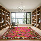 Whimsical Pumpkin Hummingbird Pink Area Rug