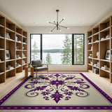 Elegant Purple Floral Medallion Area Rug