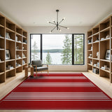 Bold Red White Horizontal Stripe Area Rug