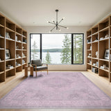 Pink Floral Vintage Pink Floral Vintage Distressed Area Rug