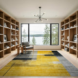 Modern Geometric Grey Yellow Abstract Area Rug