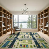 Kids Cartoon City Street Area Rug