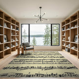 Black and White Vintage Sheet Music Area Rug
