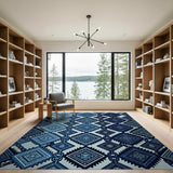 Blue Tribal Chain Link Area Rug