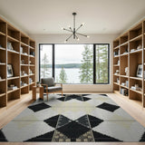 Bold Black White Diamond Geometric Rug