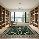 Dark Green Persian Floral Area Rug