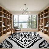 Bold Black White Geometric Diamond Area Rug