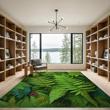 Lush Green Fern Grove Area Rug