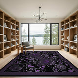 Purple Mystic Swirl Abstract Area Rug